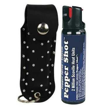 Defense Divas® Pepper Spray Pepper Shot 10% OC Rhinestone Bling Pepper Spray Self Defense Black